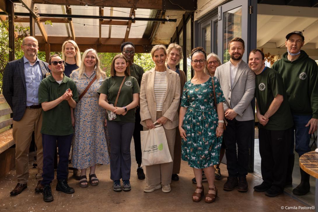 HRH The Duchess of Edinburgh with SF&G staff and SDF workers