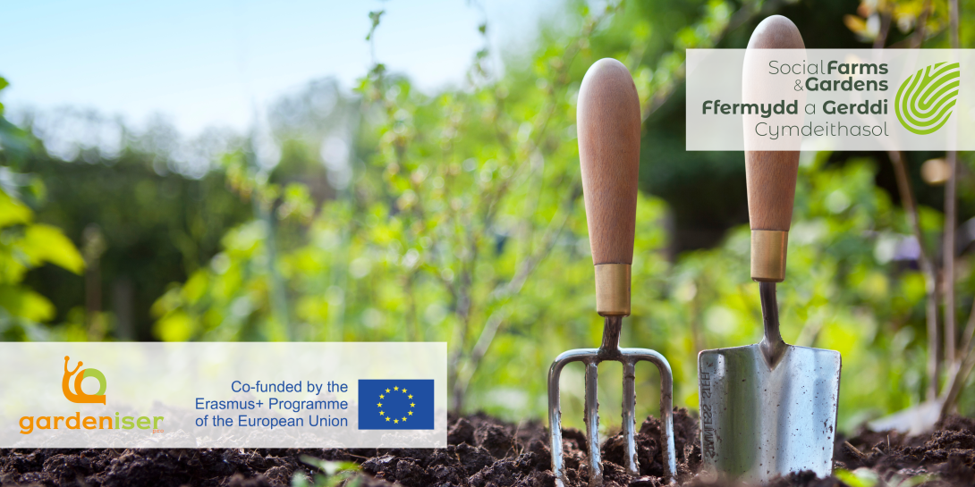 Gardening tools with overlay